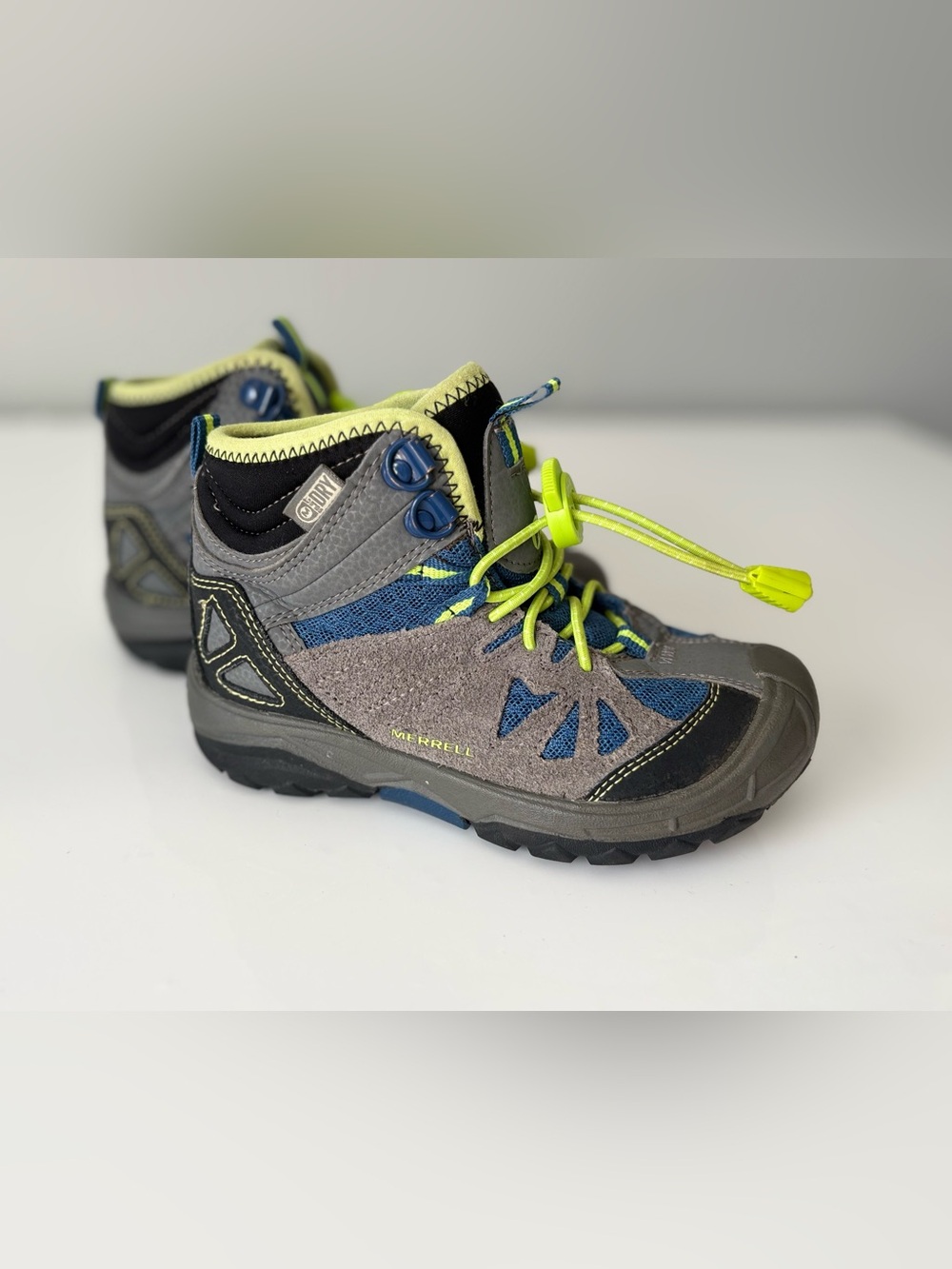 Merrell Capra Mid Waterproof Hiking Boots Youth 11 Gray Blue Trail Shoes